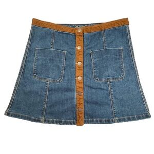 Denim mini skirt with brown/tan micro-suede American rag